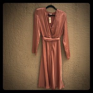 Anthropologie button down pink silk dress